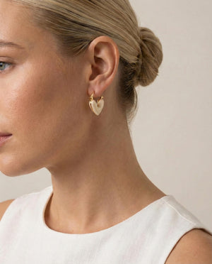 Ivory Heart Hoop Earrings
