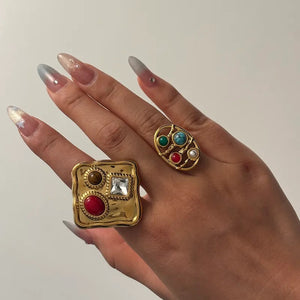 Geometric Gem Quad Ring