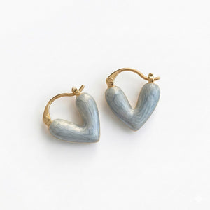 Sky Blue Heart Hoop Earrings