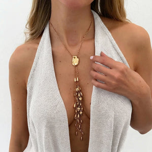Golden Rainfall Tassel Necklace
