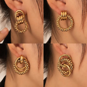 Dual Texture Dangle Earrings