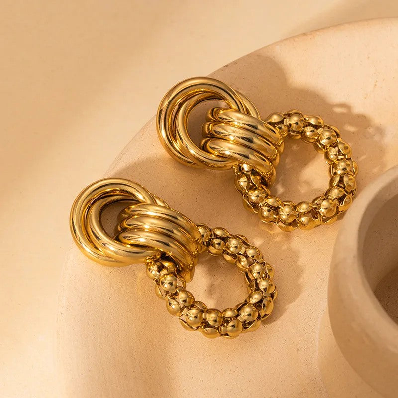 Dual Texture Dangle Earrings