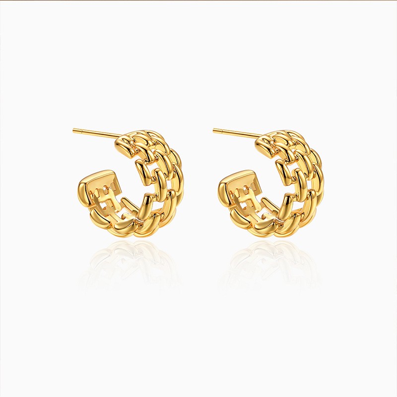 Chain Winding C Shape Earring
