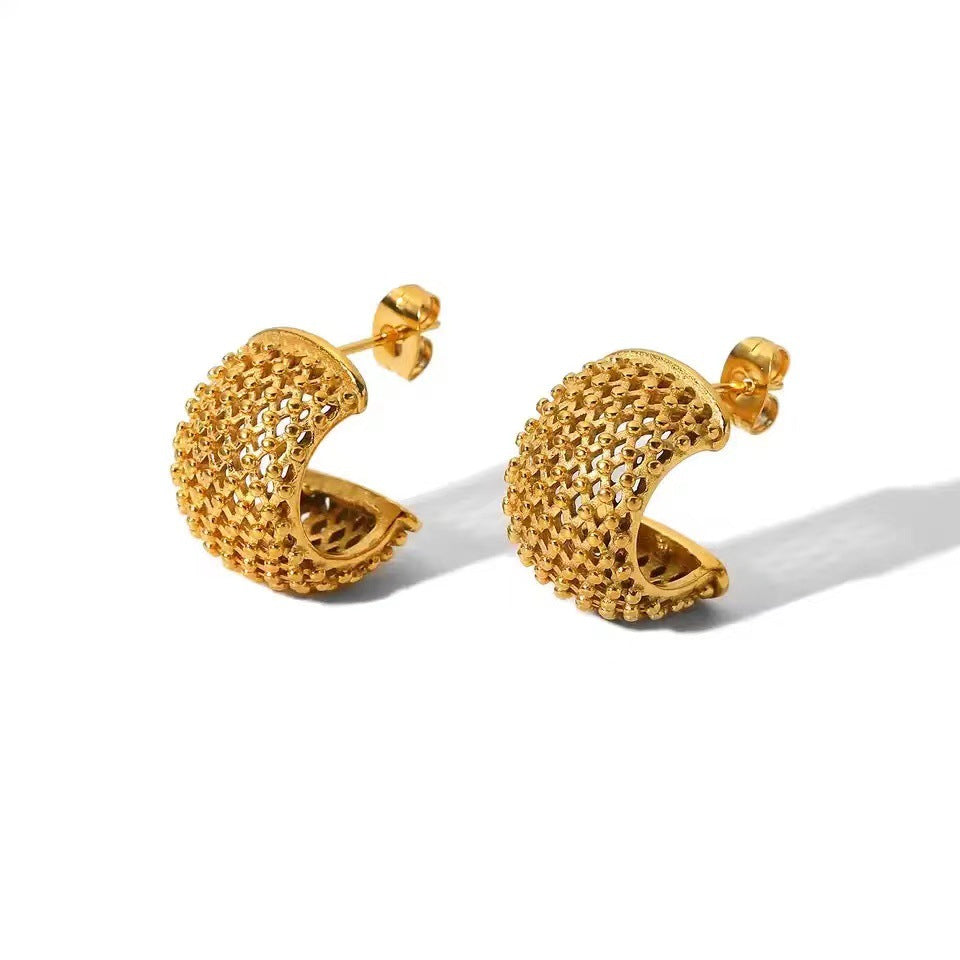 Golden Mesh Mini Hoops