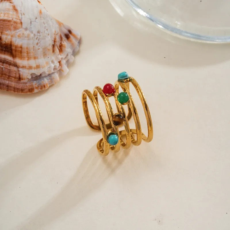Gemstone Coil Wrap Ring
