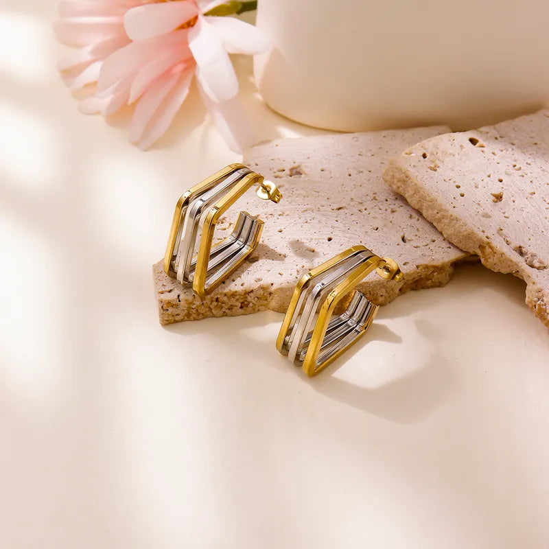 Duallayer Modern Hoop Studs