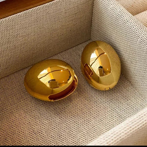 High-Shine Golden Oval Studs