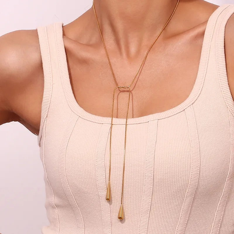 Golden Teardrop Slide Necklace