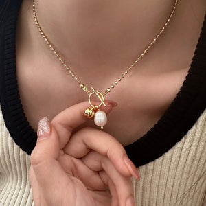 Luxe Pearl Charm Toggle Necklace