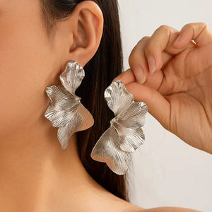 Silver Fanned Flower Earrings