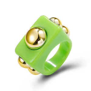 Lime Orbit Statement Ring
