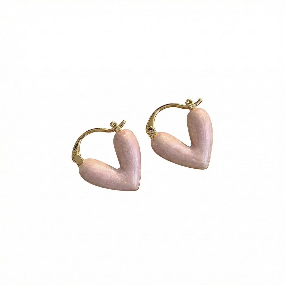 Blush Pink Heart Hoop Earrings