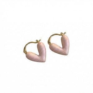 Blush Pink Heart Hoop Earrings
