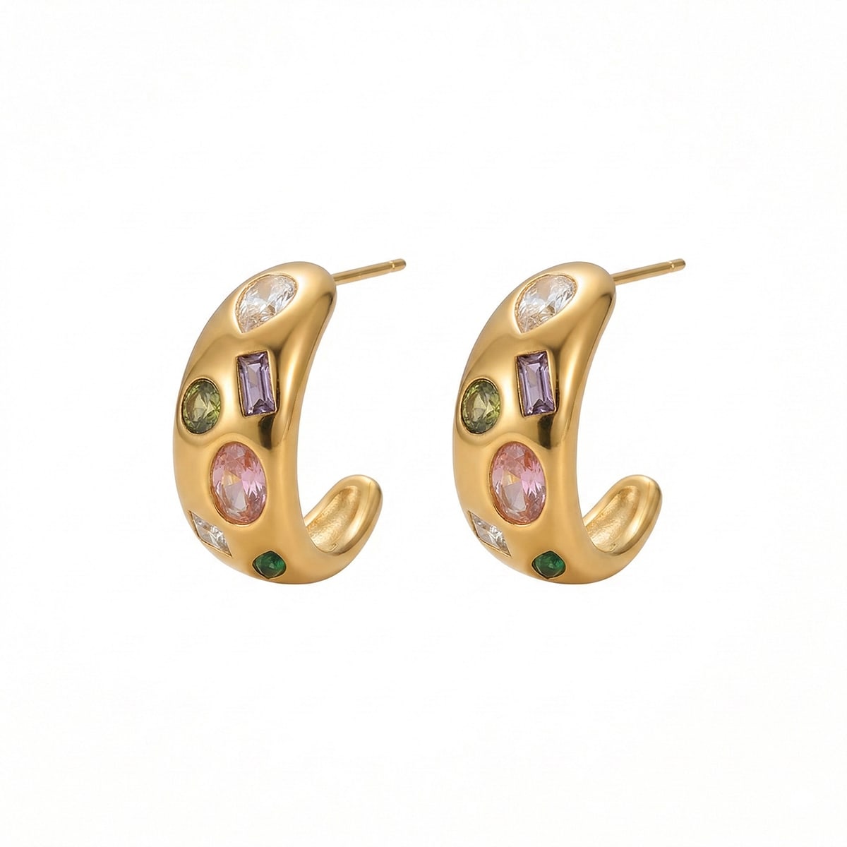 Gem Arc Stud Earrings