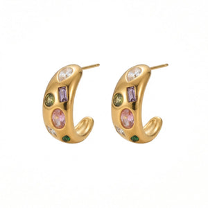 Gem Arc Stud Earrings