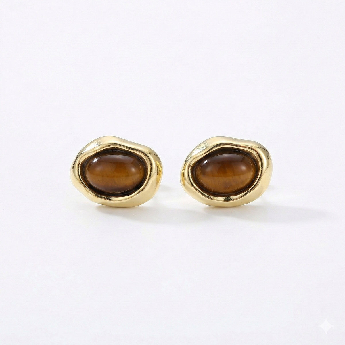 Golden Ember Oval Studs