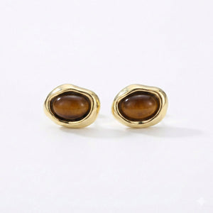 Golden Ember Oval Studs