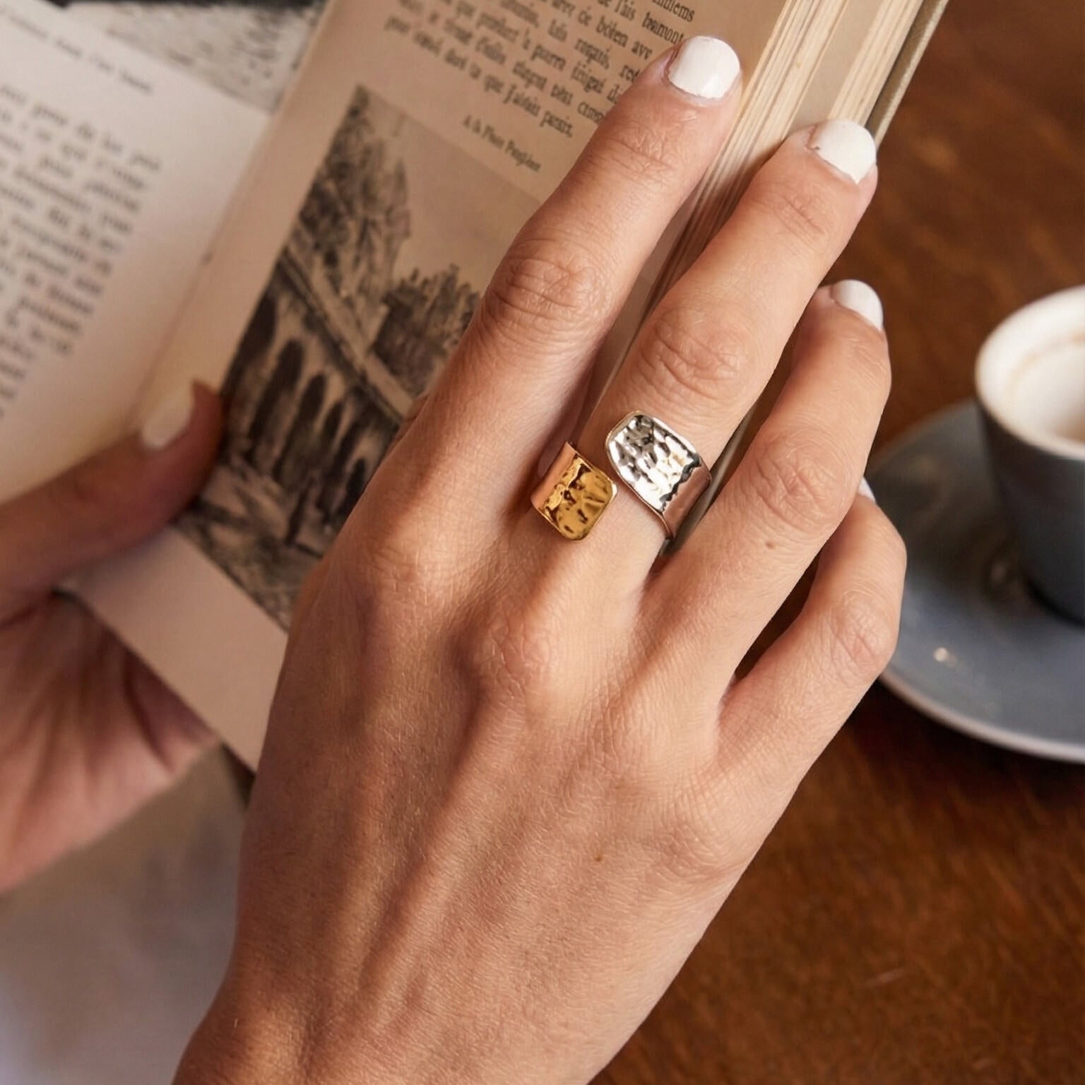 Hammered Duo Cuff Ring