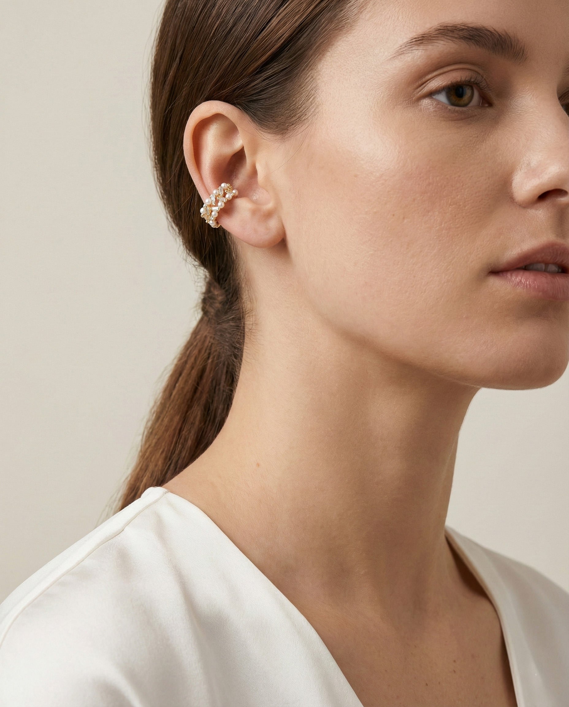 Luna Pearl Wrap Gold Ear Cuff