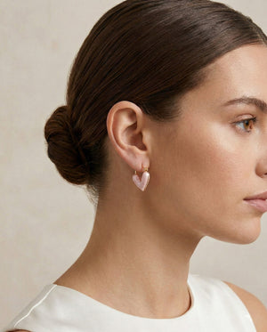 Blush Pink Heart Hoop Earrings