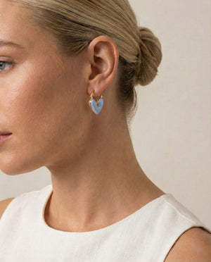 Sky Blue Heart Hoop Earrings