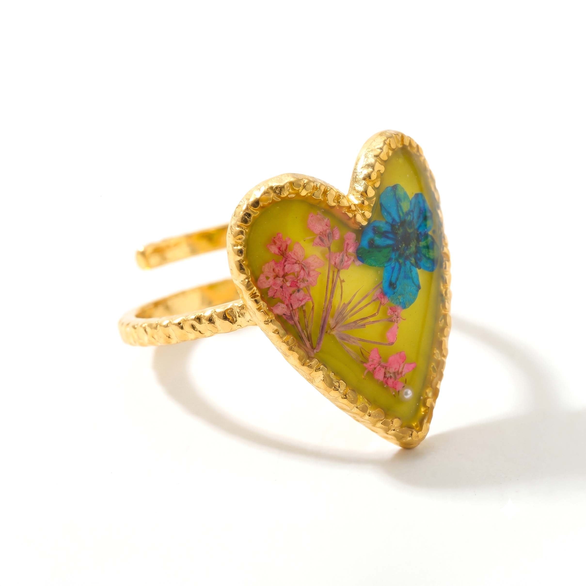 Amber Heart Ring