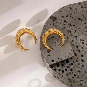Beaded Crescent Studs