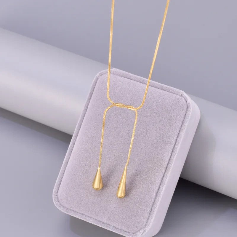 Golden Teardrop Slide Necklace