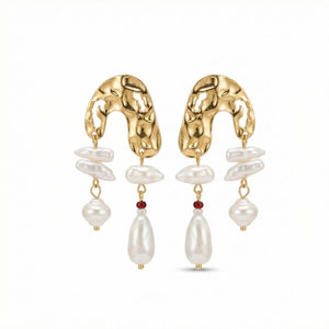 Opal Crest Pearl Drop Earrings