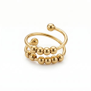 Golden Orbit Beaded Open Ring