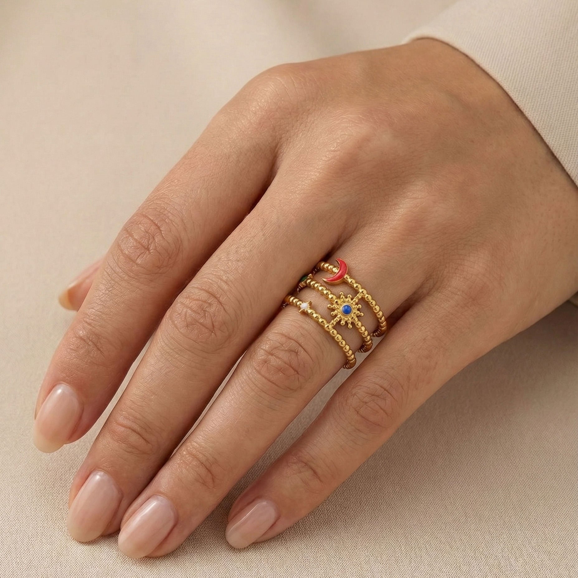Sun & Moon Layered Ring