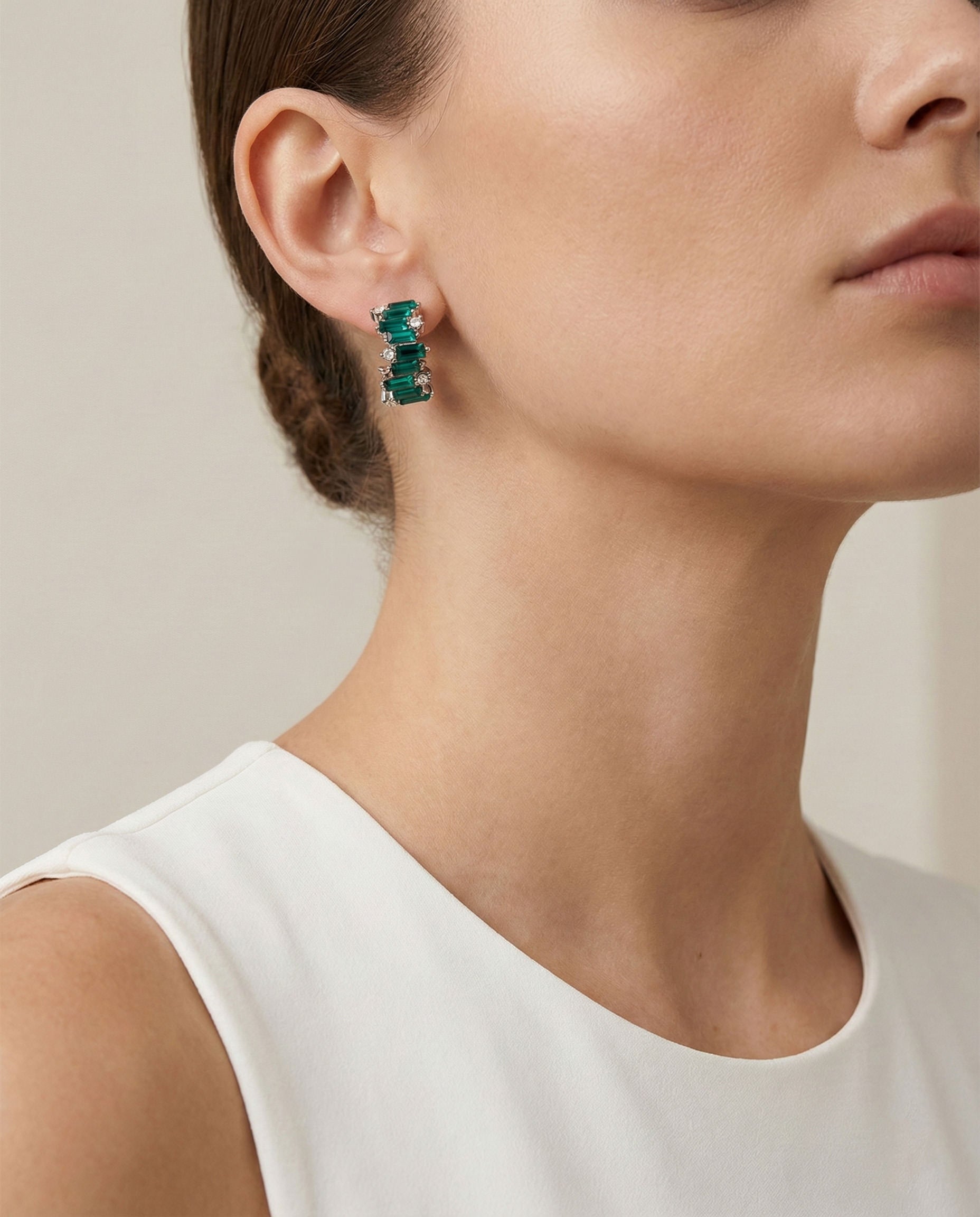 Emerald Arc Hoop Earrings