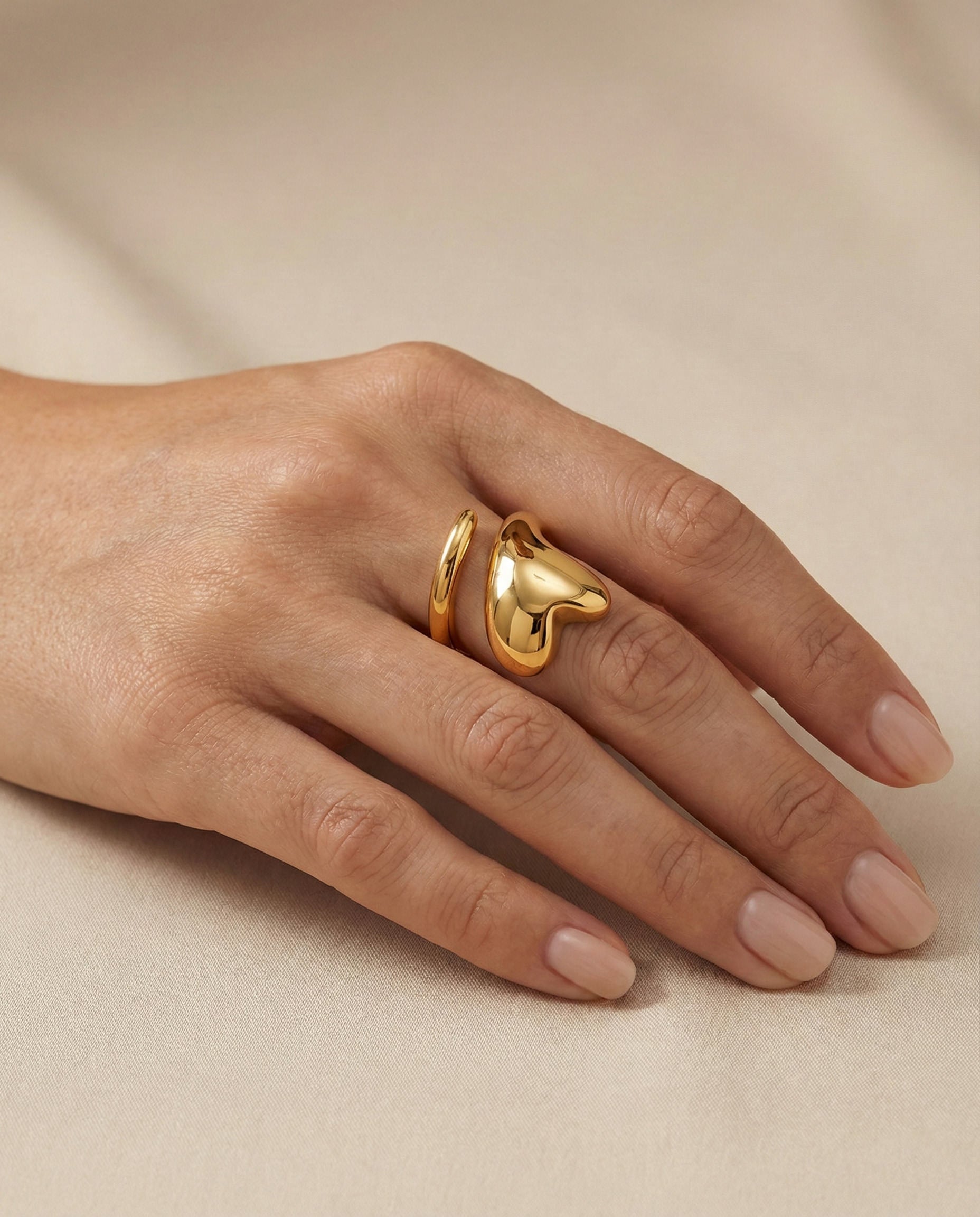 Golden Fluid Sculptural Ring