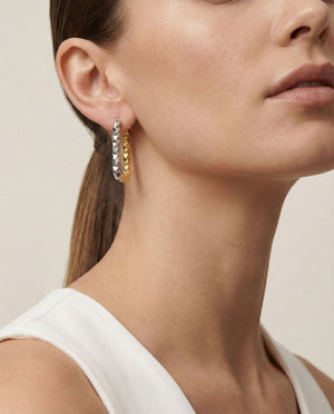 Split-Facet Rectangle Earrings