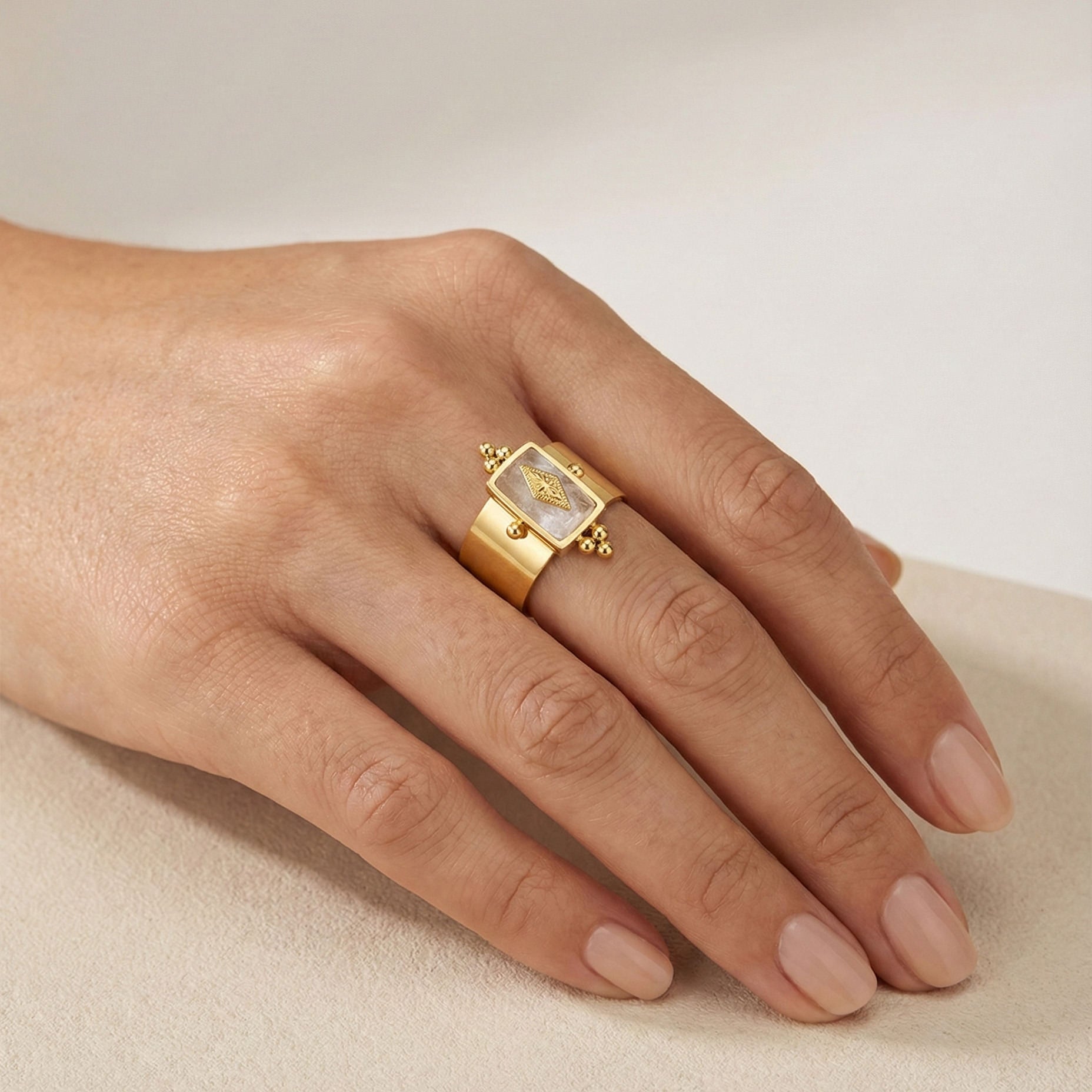 Golden Mirage Statement Cuff Ring