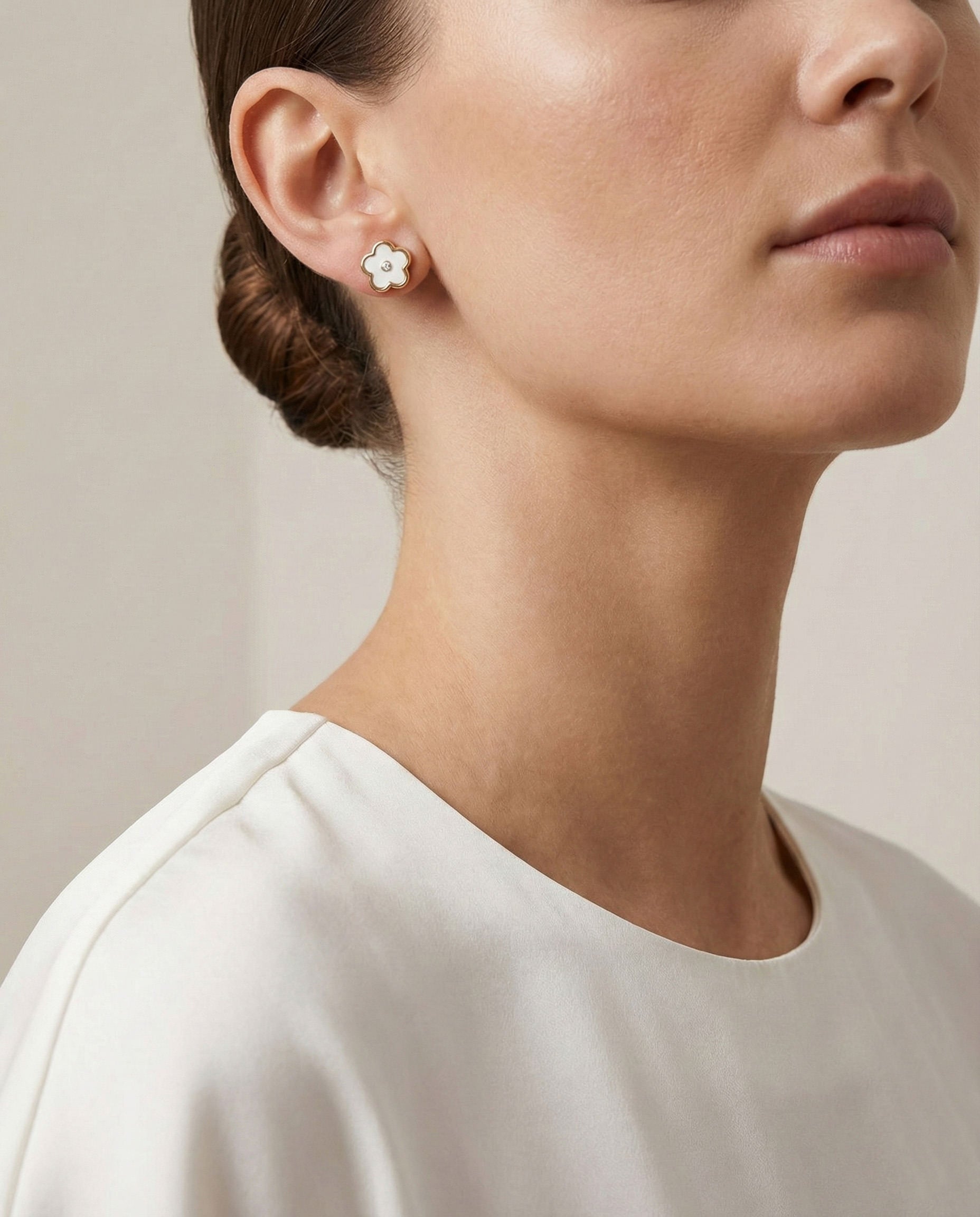 Ivory Lucky Clover Studs