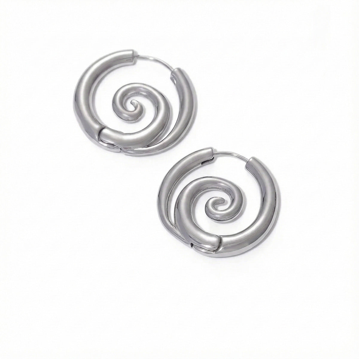 Silver Spiral Hoops