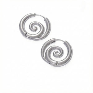 Silver Spiral Hoops