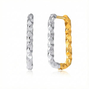 Split-Facet Rectangle Earrings