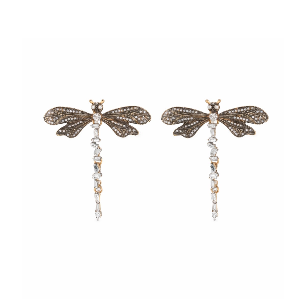 Midnight Dragonfly Drop Earrings