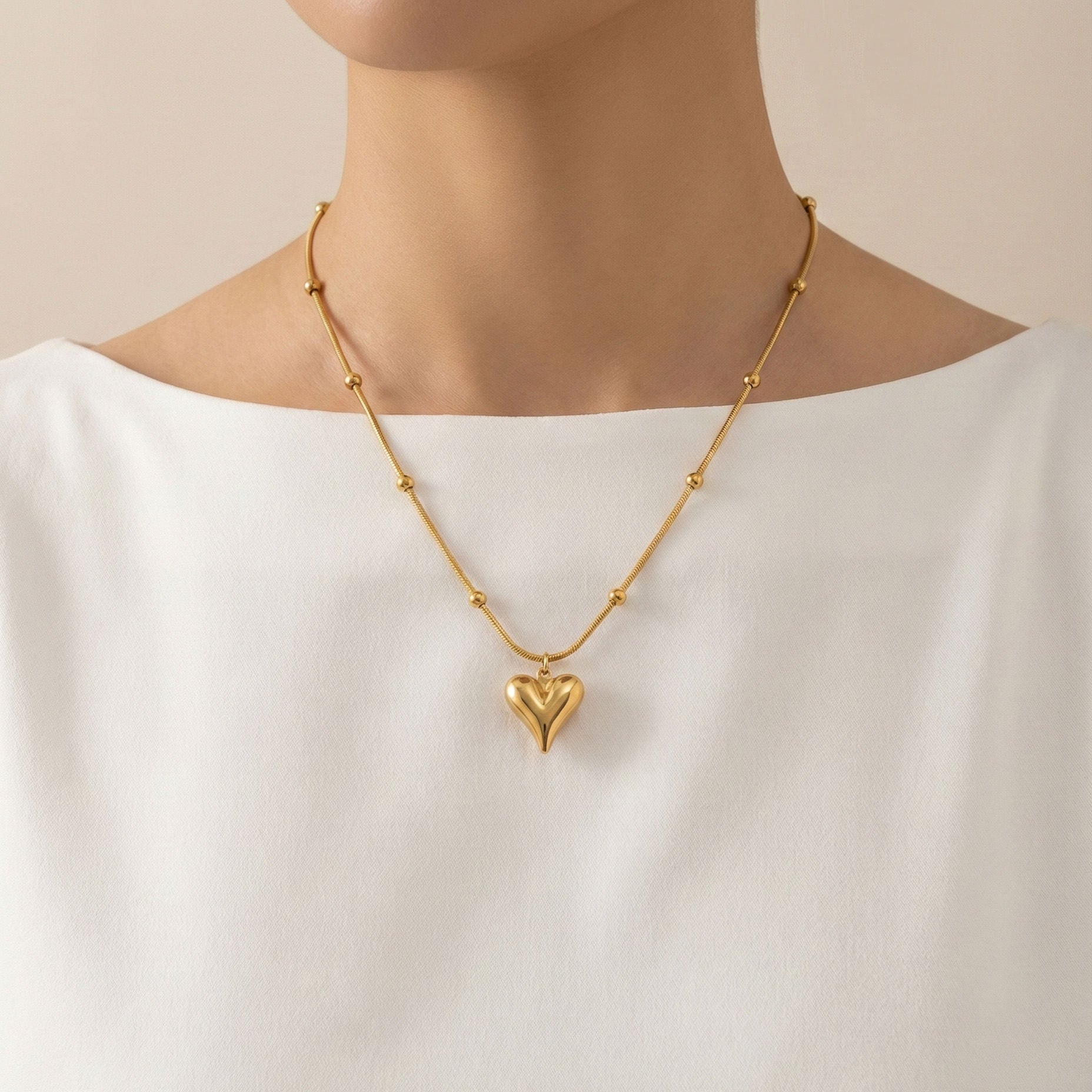 Golden Folded Heart Necklace