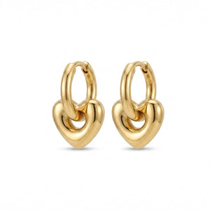 Golden Lock Heart Hoops