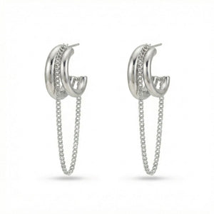 Silver Chain Hug Hoops