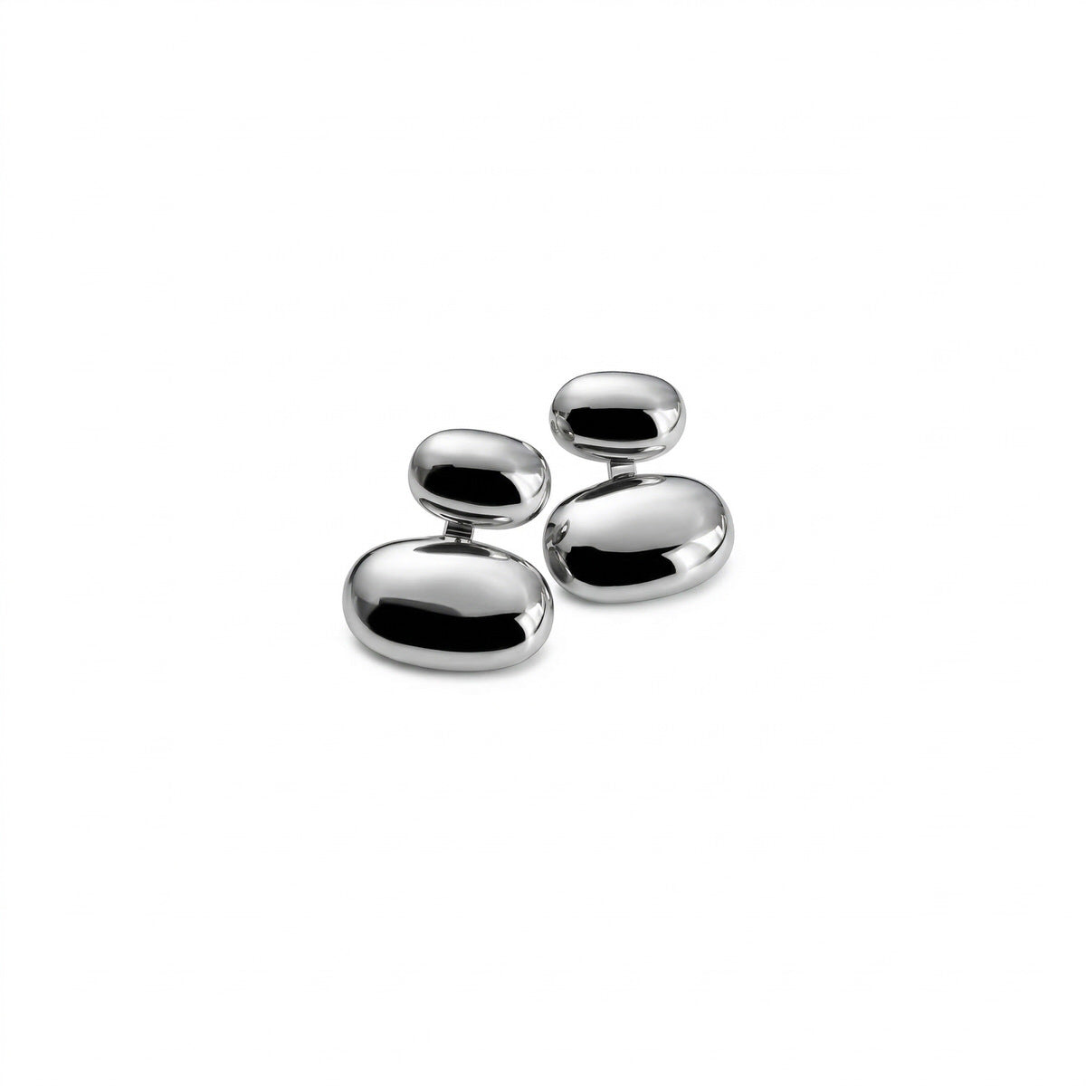 Silver Duo Pebble Studs
