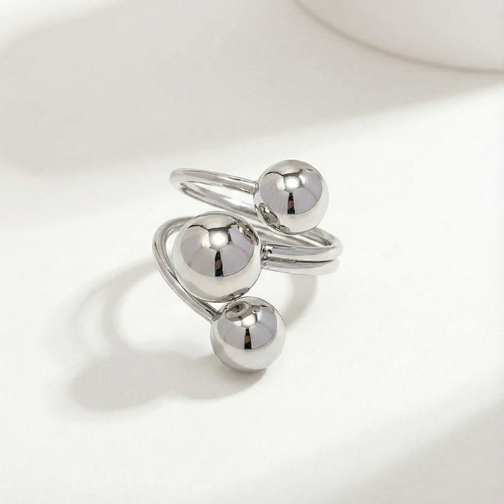 Silver Orbit Triple Ball Ring